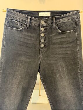 Flying Monkey High-Rise Button-Fly Washed Black Jeans